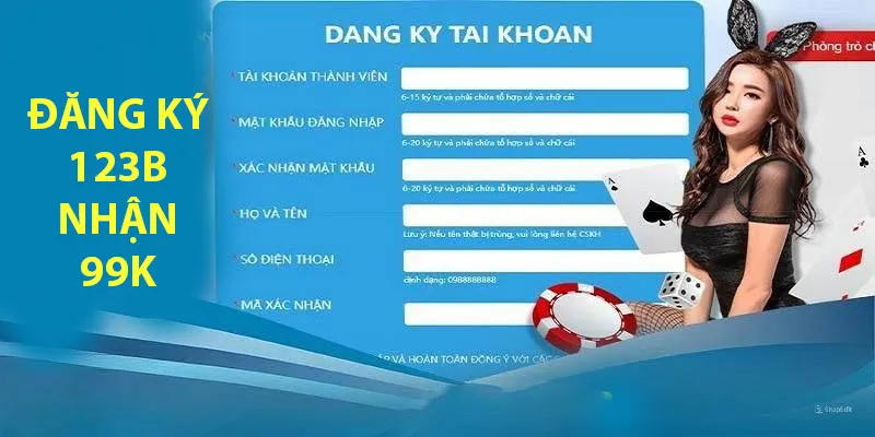 Đăng ký bằng link chính thức 123B nhận ngay 99k
